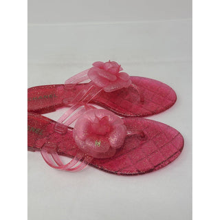 Chanel Pink Glitter Jelly Interlocking CC Camellia Sandals 39 EU