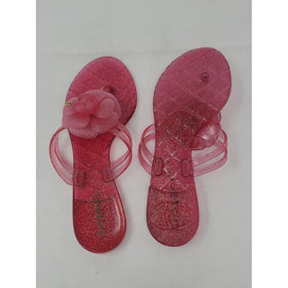 Chanel Pink Glitter Jelly Interlocking CC Camellia Sandals 39 EU