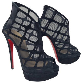 Christian Louboutin Black Mesh Altarakna 150 Ankle Boots 39.5 EU