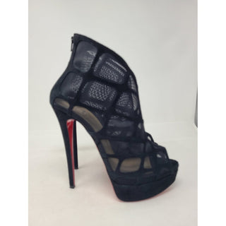 Sexy Christian Louboutin Black Mesh Altarakna 150 Ankle Boots 39.5 EU