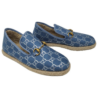 Gucci metallic blue GG Monogram espadrilles 39.5 sz