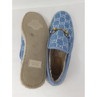 Gucci metallic blue GG Monogram espadrilles 39.5 sz