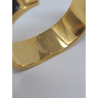 Hermès Black Enamel 18k Gold Plated Clic Clac H bracelet