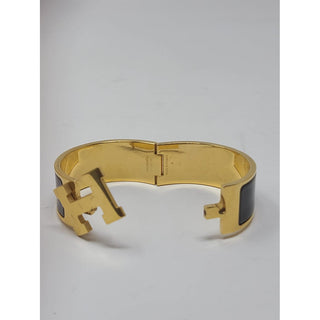 Hermès Black Enamel 18k Gold Plated Clic Clac H bracelet