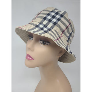 Burberry Beige Nova Check Print pattern cotton bucket hat M sz