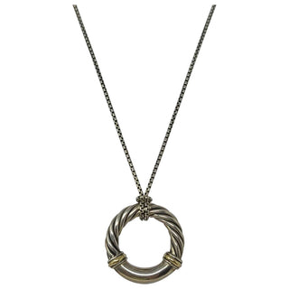 David Yurman Sterling Silver 18k Gold Cable Pendant Necklace