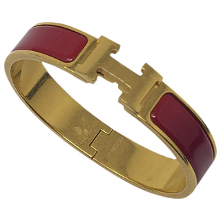 Hermès Red Enamel Gold-plated Clic Clac H bracelet PM