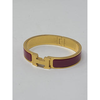 Hermès Red Enamel Gold-plated Clic Clac H bracelet PM