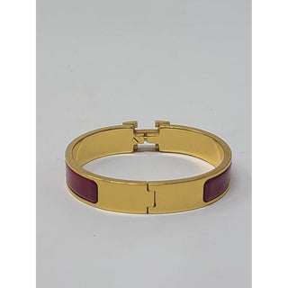 Hermès Red Enamel Gold-plated Clic Clac H bracelet PM