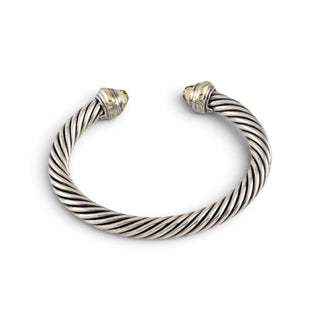 Authentic David Yurman Quartz Classic Cable Cuff 14K Gold 7mm