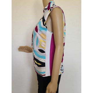 Emilio Pucci White Multicolor Signature Print Reversible Vest  8 US