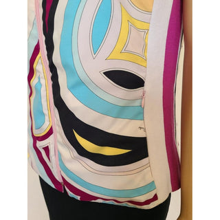 Emilio Pucci White Multicolor Signature Print Reversible Vest  8 US