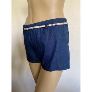 Burberry Denim Blue Nova Check Belted Mini Shorts S sz