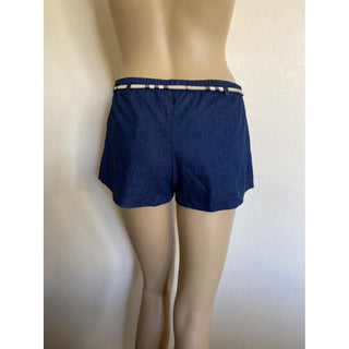 Burberry Denim Blue Nova Check Belted Mini Shorts S sz