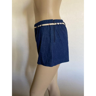 Burberry Denim Blue Nova Check Belted Mini Shorts S sz