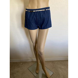 Burberry Denim Blue Nova Check Belted Mini Shorts S sz