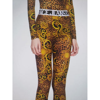 Versace Jeans Couture brown multicolour Baroque print leggings 38 IT