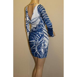 Emilio Pucci Blue Multicolor Signature Print Skinny Dress 4 US