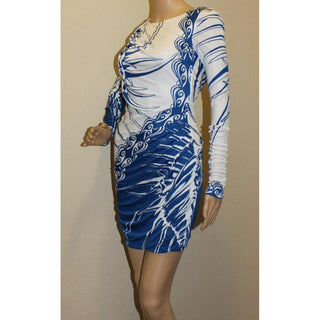 Emilio Pucci Blue Multicolor Signature Print Skinny Dress 4 US