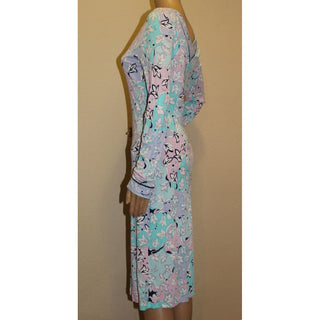 Emilio Pucci Blue Multicolor Signature Print Dress 12 US