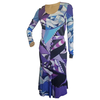 Emilio Pucci Purple Multicolor Signature Print Dress 4 US