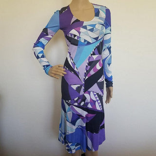 Emilio Pucci Purple Multicolor Signature Print Dress 4 US