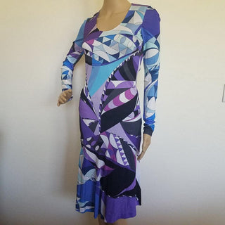 Emilio Pucci Purple Multicolor Signature Print Dress 4 US