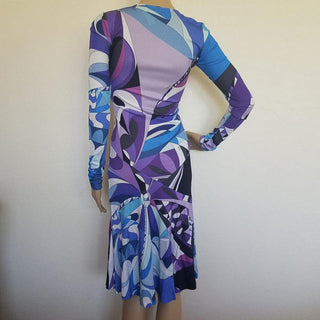 Emilio Pucci Purple Multicolor Signature Print Dress 4 US