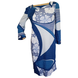 Emilio Pucci Blue Multicolor Signature Print Dress 2 US