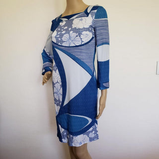 Emilio Pucci Blue Multicolor Signature Print Dress 2 US