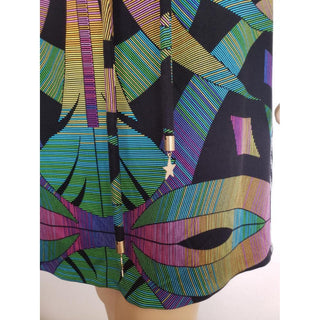 Emilio Pucci Black Multicolor Signature Print Belted Dress 4 US