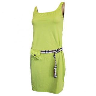 Burberry Lime Green Nova Check Belt Summer Dress L sz