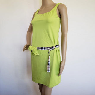 Burberry Lime Green Nova Check Belt Summer Dress L sz