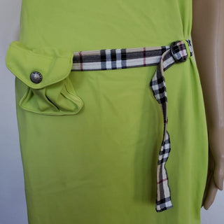 Burberry Lime Green Nova Check Belt Summer Dress L sz