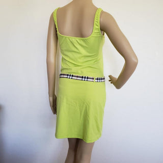 Burberry Lime Green Nova Check Belt Summer Dress L sz