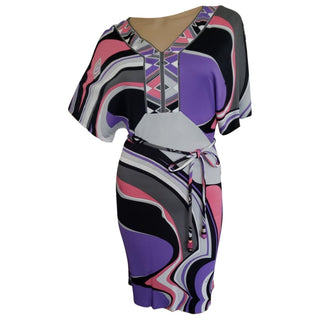 Emilio Pucci Purple Multicolor Signature Print Mini Dress 4 US