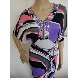 Emilio Pucci Purple Multicolor Signature Print Mini Dress 4 US