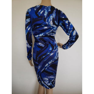 Emilio Pucci Blue Multicolor Signature Print Skinny Dress 6 US