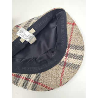 Burberry Brown multicolor Nova Check plaid wool newsboy hat M sz