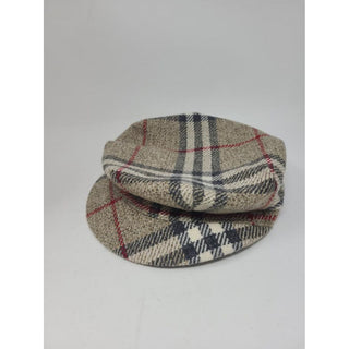 Burberry Brown multicolor Nova Check plaid wool newsboy hat M sz