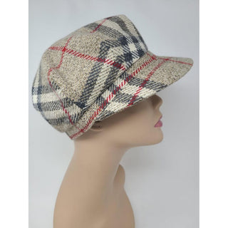 Burberry Brown multicolor Nova Check plaid wool newsboy hat M sz