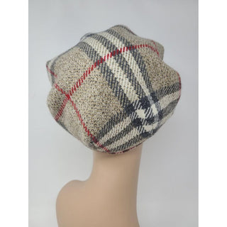 Burberry Brown multicolor Nova Check plaid wool newsboy hat M sz