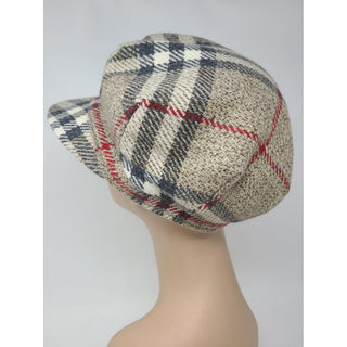 Burberry Brown multicolor Nova Check plaid wool newsboy hat M sz