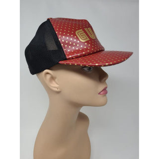 Gucci red gold-tone logo printed baseball cap L sz