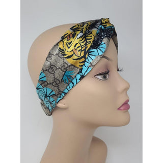 Gucci Beige blue supreme GG Monogram silk headband M sz