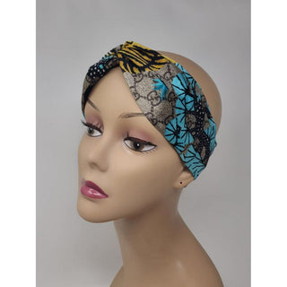 Gucci Beige blue supreme GG Monogram silk headband M sz