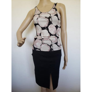 Chanel Black Sleeveless Camellia CC Logo Printed Top S sz