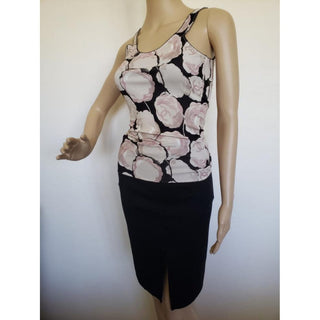 Chanel Black Sleeveless Camellia CC Logo Printed Top S sz