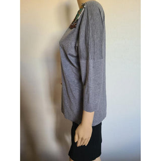 Louis Vuitton Grey cotton long-sleeved top with logo embroidery M sz