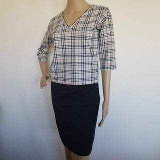 Burberry Beige Multicolor Nova Check Plaid Top S sz